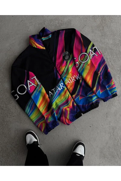 Women's Digital Printed Multicolor Windbreaker Raincoat - 1