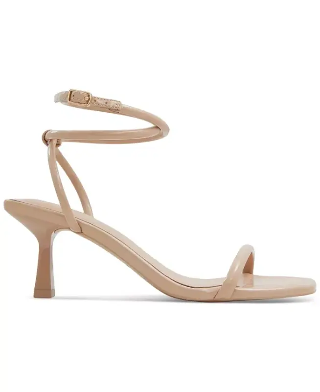 Women's Dime Strappy Ankle Wrap Dress Sandals-Silver Snake Emblem - 8