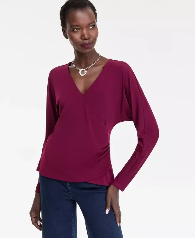 Women's Dolman-Sleeve Top, Exclusively at Modazone - New Maroon - 1