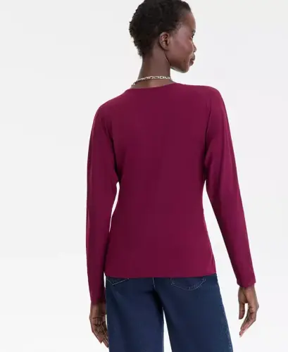 Women's Dolman-Sleeve Top, Exclusively at Modazone - New Maroon - 3