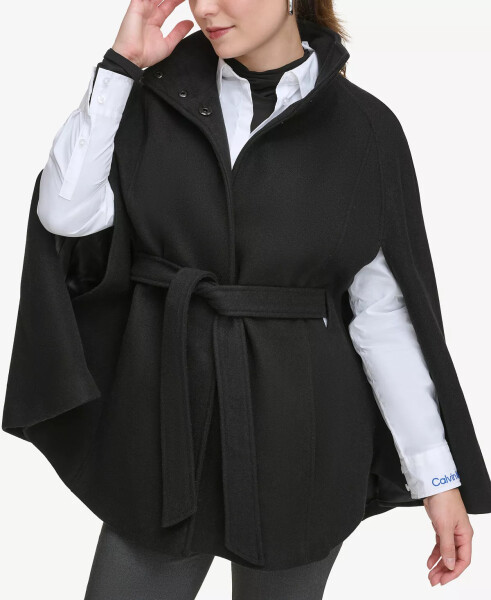 Womens Double-Breasted Cape Coat Black - 5