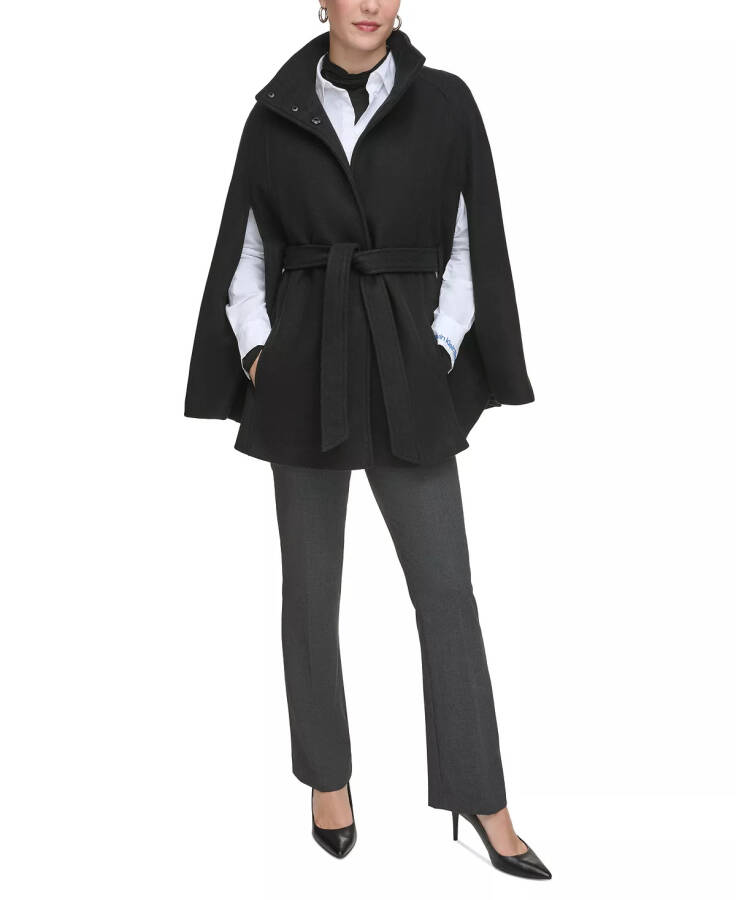 Womens Double-Breasted Cape Coat Black - 6