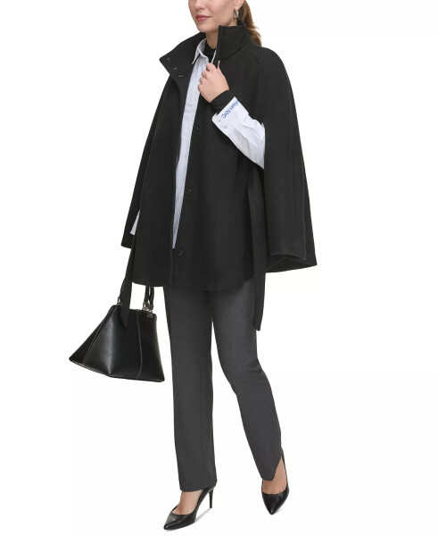 Womens Double-Breasted Cape Coat Black - 8