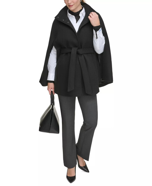 Womens Double-Breasted Cape Coat Black - 9