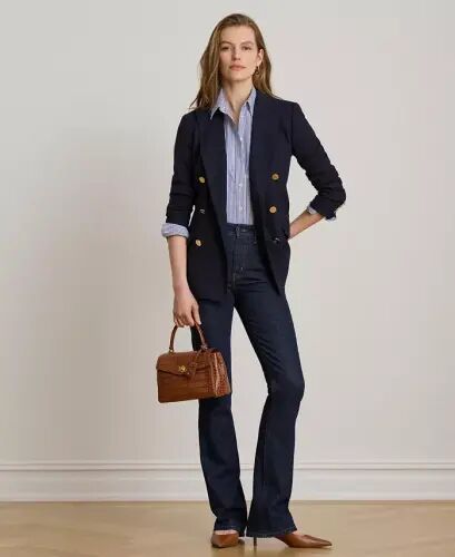 Women's Double-Breasted Wool Crepe Blazer - 7