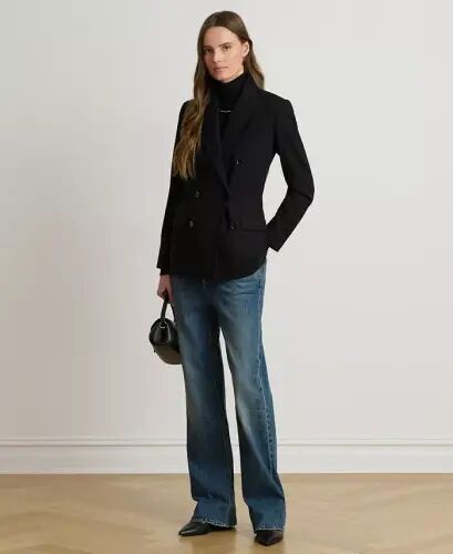 Women's Double-Breasted Wool Crepe Blazer-Lauren Navy - 7