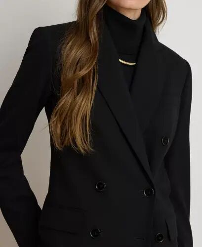 Women's Double-Breasted Wool Crepe Blazer-Lauren Navy - 8