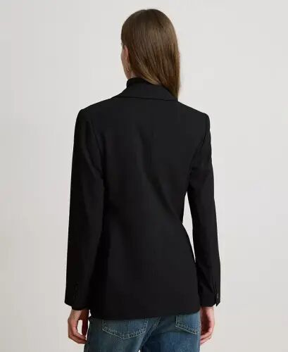 Women's Double-Breasted Wool Crepe Blazer-Lauren Navy - 10
