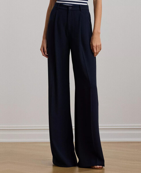 Women's Double-Faced Georgette Wide-Leg Pants, Regular & Petite Lauren Navy - 1