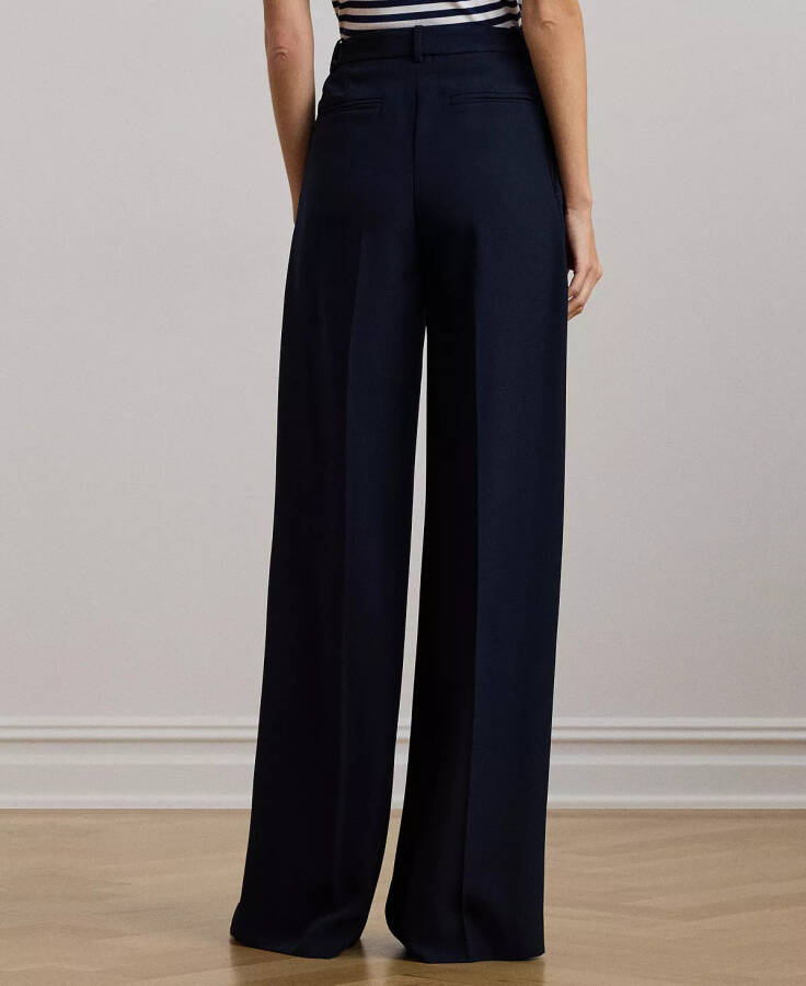 Women's Double-Faced Georgette Wide-Leg Pants, Regular & Petite Lauren Navy - 2