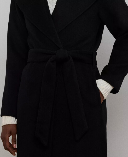 Women's Double-Faced Wool-Blend Wrap Coat Black - 4