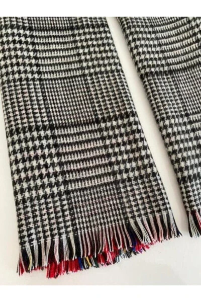 Women's Double-Sided Soft Textured Scarf Red Tartan Pattern - 6