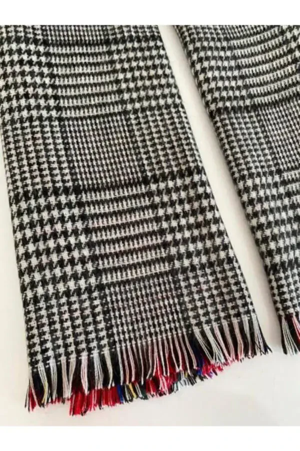 Women's Double-Sided Soft Textured Scarf Red Tartan Pattern - 6