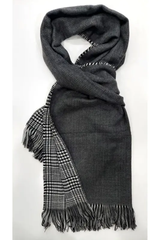 Women's Double Sided Soft Touch Scarf Black-Black - 1