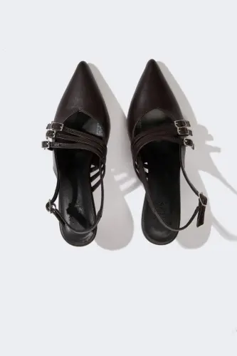 Women's Double Strap High Heel Faux Leather Heeled Sandals-Coffee - 7