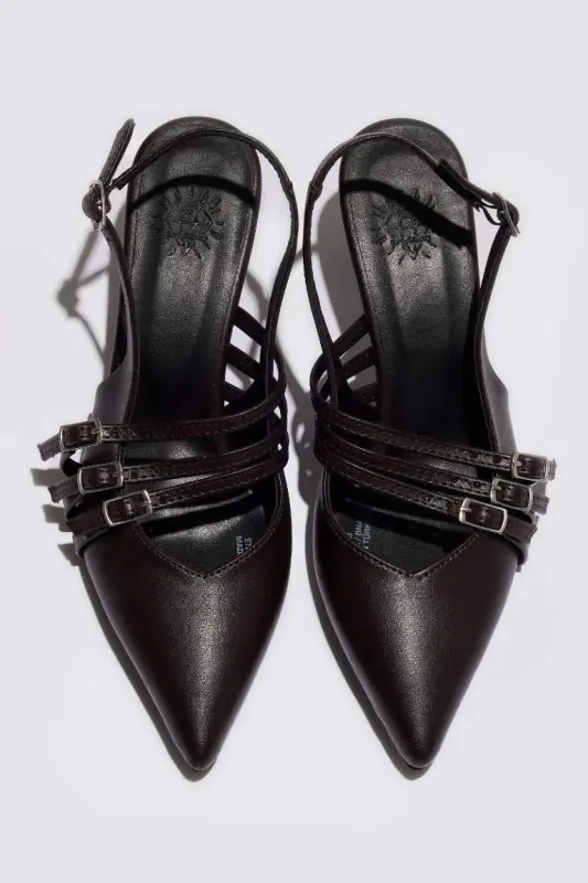 Women's Double Strap High Heel Faux Leather Heeled Sandals-Coffee - 8