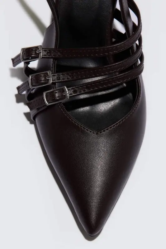 Women's Double Strap High Heel Faux Leather Heeled Sandals-Coffee - 9