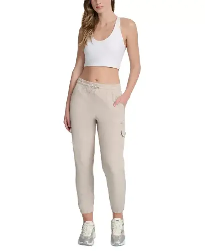Women's Drawcord-Waist Cargo Jogger Pants - Pebble - DKNY (1)