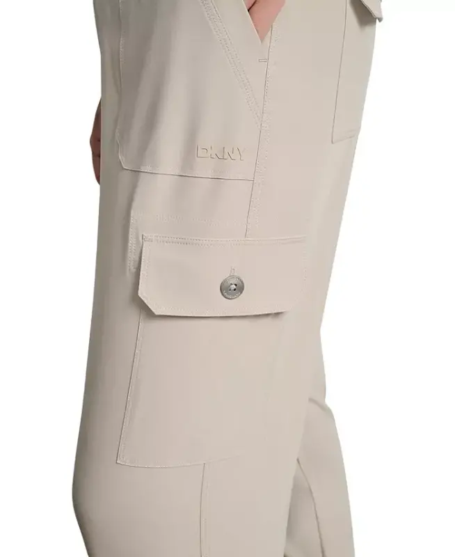 Women's Drawcord-Waist Cargo Jogger Pants - Pebble - 3