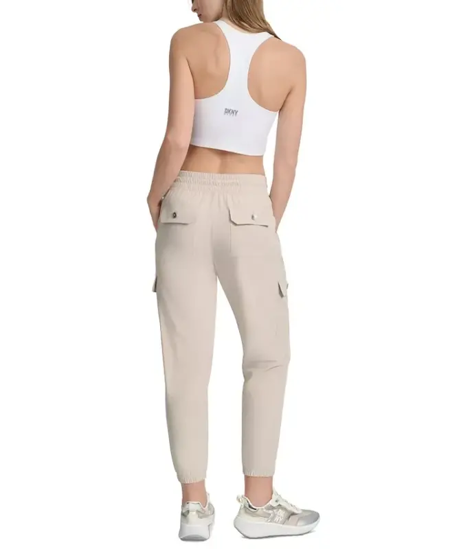 Women's Drawcord-Waist Cargo Jogger Pants - Pebble - 4