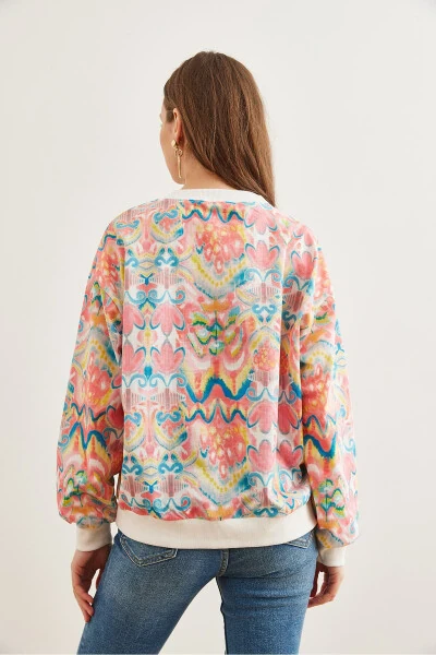 Women's Ebru Pink Basic Loose Sweatshirt SWT-19000457 - 7