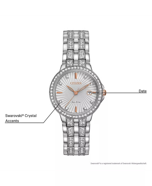 Women's Eco-Drive Crystal Accent Stainless Steel Bracelet Watch 28mm EW2340-58A No Color - 5