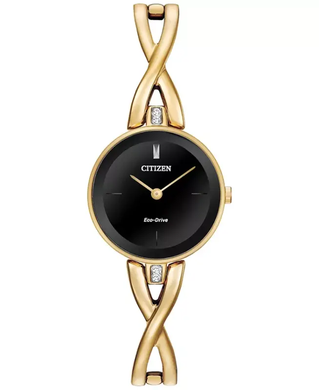 Women's Eco-Drive Gold-Tone Stainless Steel Bangle Bracelet Watch 23mm EX1422-54E - CITIZEN