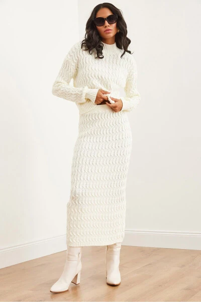 Women's Ecru Cable Knit Suit Bottoms TKM-19000315 - Modazone