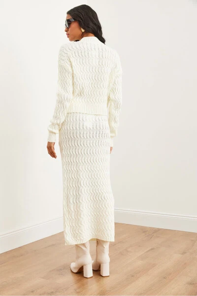 Women's Ecru Cable Knit Suit Bottoms TKM-19000315 - 6