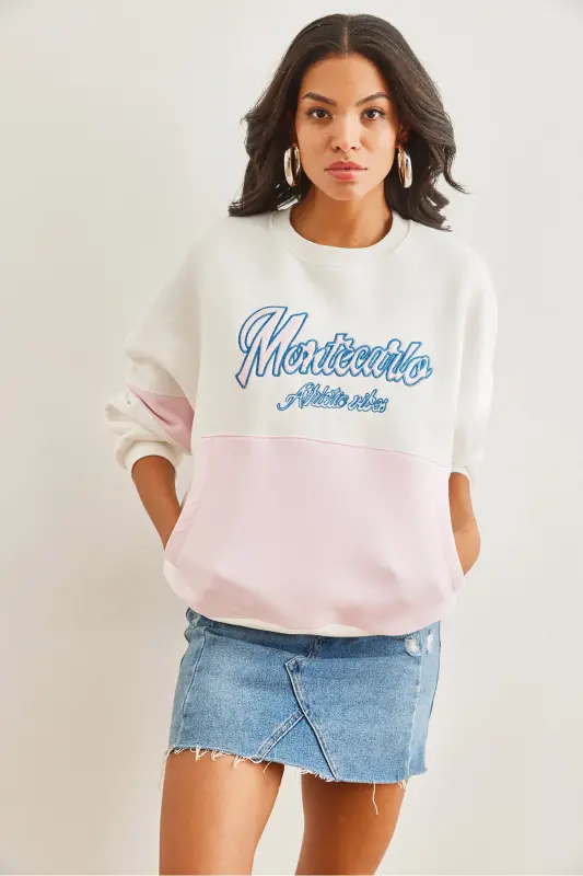 Women's Ecru Kangaroo Pocket Thistle Sweatshirt SWT-19000692 - 2