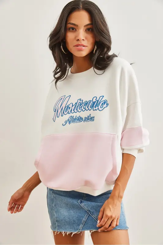 Women's Ecru Kangaroo Pocket Thistle Sweatshirt SWT-19000692 - 8