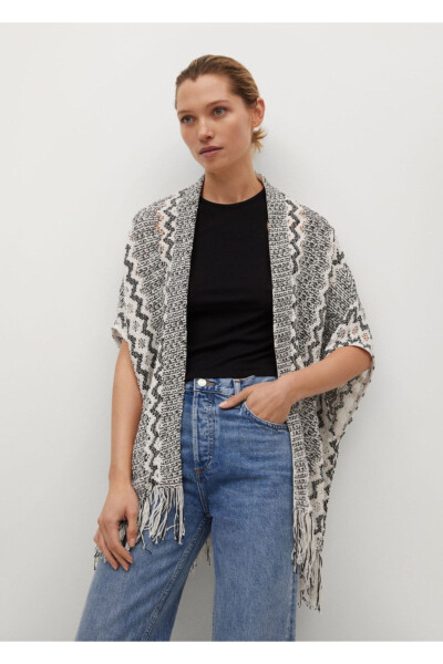 Women's Ecru Knitted Lace Kaftan - MANGO WOMAN