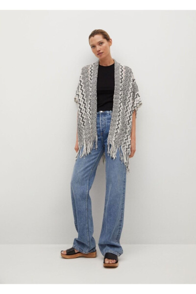 Women's Ecru Knitted Lace Kaftan - MANGO WOMAN (1)