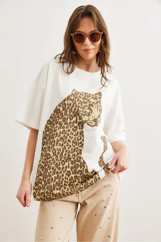 Women's Ecru Leopard Front Back Printed 2 Thread Unisex O - 3