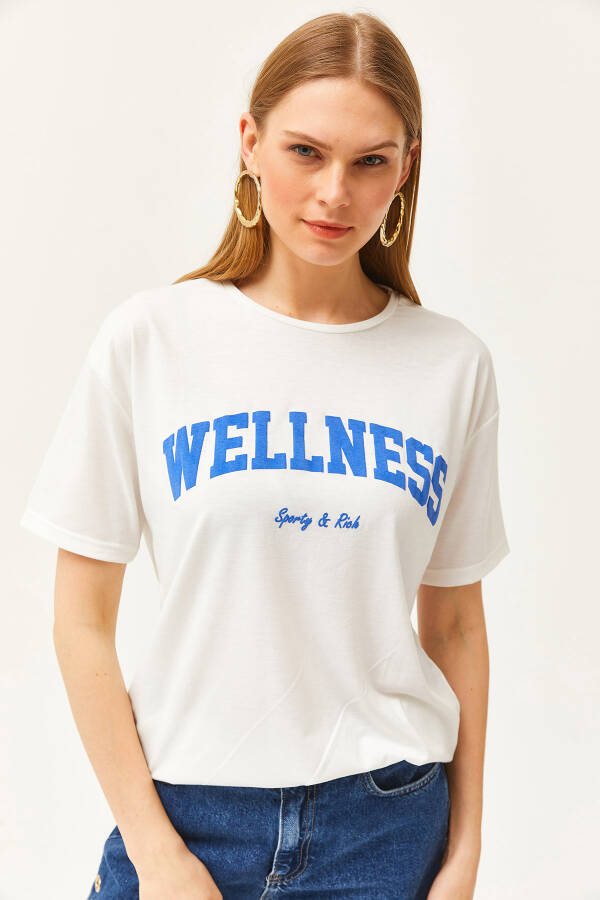 Women's Ecru Mustard Blue Wellness Printed T-Shirt TSH-19000775 - 4