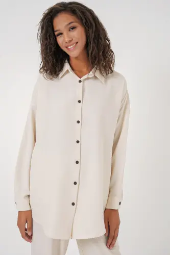 Women's Ecru Oversize Linen Set 6622-ECRU - 2