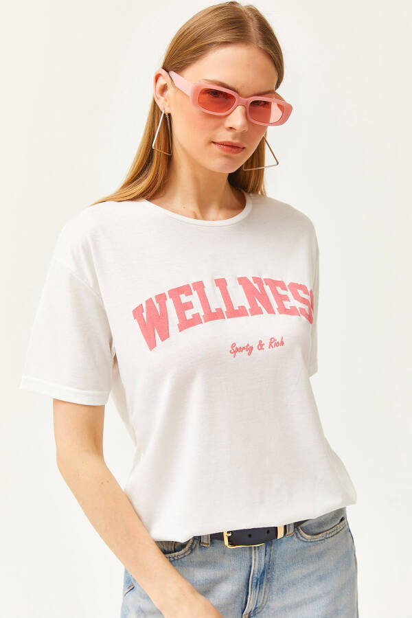 Women's Ecru Pink Wellness Printed T-Shirt TSH-19000775 - 1