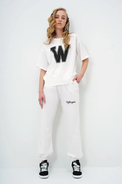 Women's Ecru Printed Tracksuit ALC-X5889 - 5