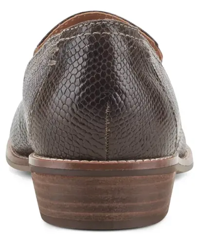 Women's Edna Flat Slip-On Loafers - Dark Brown Snake Leather - 5