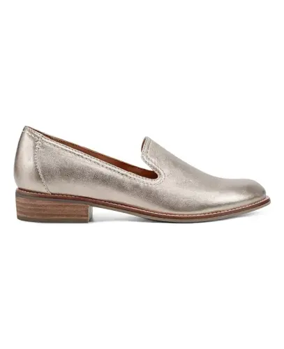 Women's Edna Flat Slip-On Loafers-Gold Leather - EARTH (1)