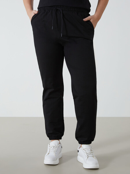 Women's Elastic Waist Plain Jogger Sweatpants - 2