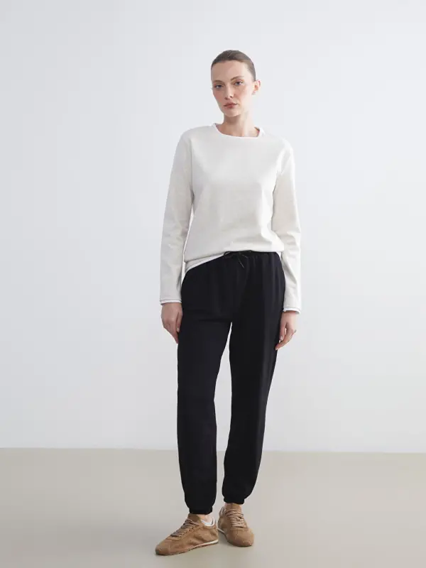 Women's Elastic Waist Plain Jogger Sweatpants - 2