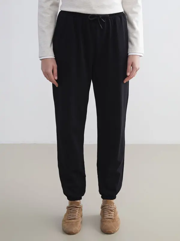 Women's Elastic Waist Plain Jogger Sweatpants - 3