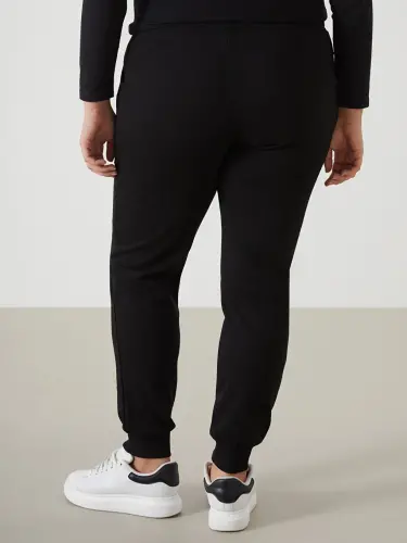 Women's Elastic Waist Plain Jogger Sweatpants-Black - 5