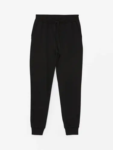 Women's Elastic Waist Plain Jogger Sweatpants-Black - 6