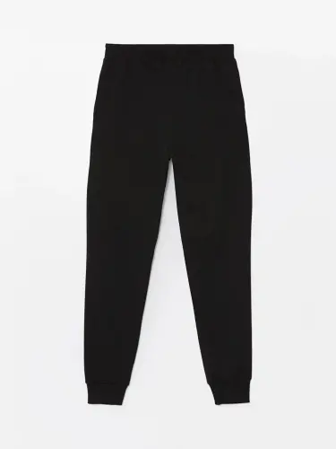 Women's Elastic Waist Plain Jogger Sweatpants-Black - 7