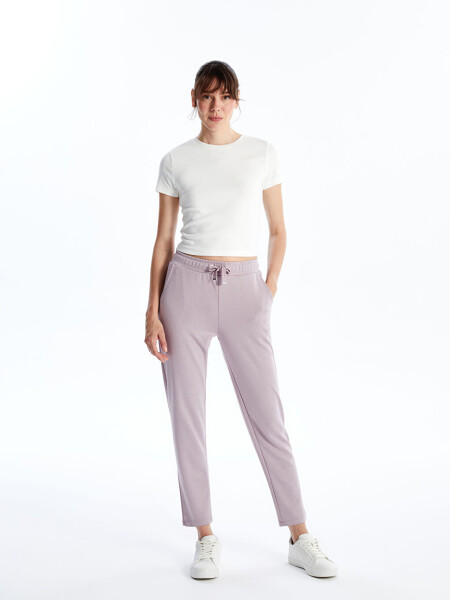 Women's Elastic Waist Plain Sweatpants - 7