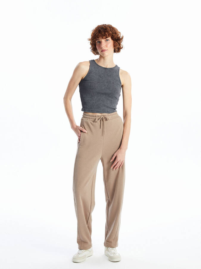 Women's Elastic Waist Plain Sweatpants - 7