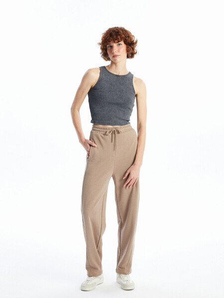 Women's Elastic Waist Plain Sweatpants - 1