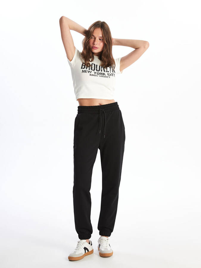 Women's Elastic Waist Straight Jogger Sweatpants - 1